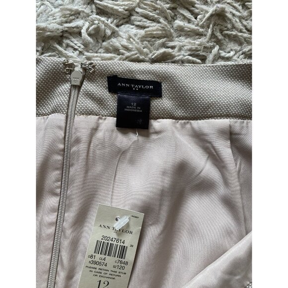 Ann Taylor Skirt Light Beige Tan Cream Pencil Textured 12 - Picture 3 of 7